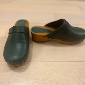 Lisa B. Forest Green Leather Clogs | Portuguese Craftsmanship | Classic Style